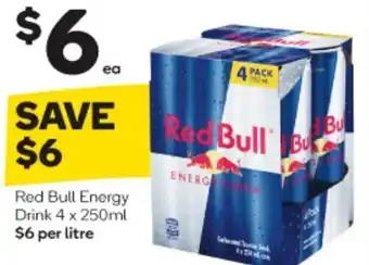 Woolworths Red Bull Energy Drink 4x250ml offer