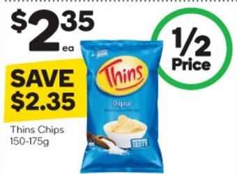 Woolworths Thins Chips 150-175g offer