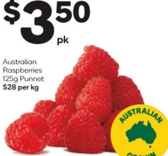 Woolworths Australian Raspberries 125g Punnet offer