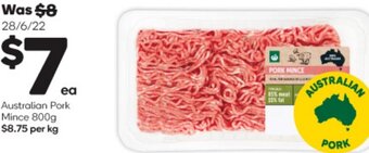 Woolworths Australian Pork Mince 800g offer