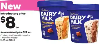 Woolworths Cadbury Ice cream Pints 460ml offer