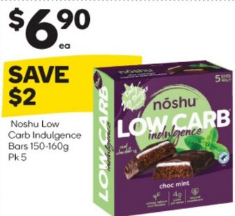 Woolworths Noshu Low Carb Indulgence Bars 150-160g Pk 5 offer