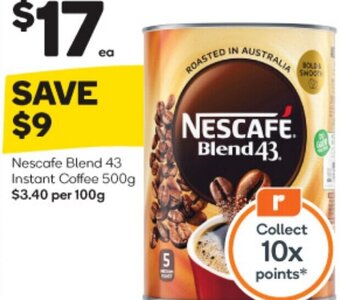 Woolworths Nescafe Blend 43 Instant Coffee 500g offer