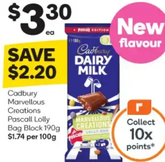 Woolworths Cadbury Marvellous Creations Pascall Lolly Bag Block 190g offer