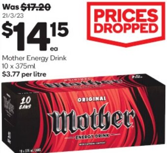 Woolworths Mother Energy Drink 10 x 375ml offer