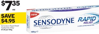 Woolworths Sensodyne Rapid Relief Toothpaste 100g offer