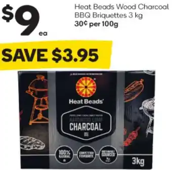 Woolworths Heat Beads Wood Charcoal BBQ Briquettes 3 kg offer