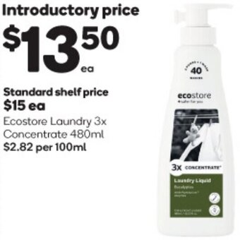 Woolworths Ecostore Laundry 3x Concentrate 480ml offer