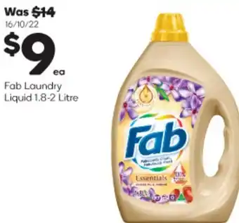 Woolworths Fab Laundry Liquid 1.8-2 Litre offer