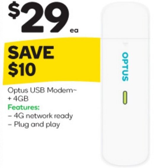 Optus USB Modem+ 4GB offer at Woolworths