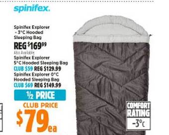 Anaconda Spinifex explorer 3°c hooded sleeping bag offer