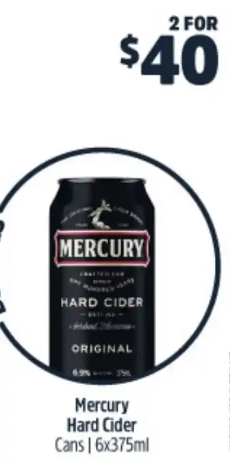 Woolworths Mercury Hard Cider Cans │ 6x375ml 2 for offer