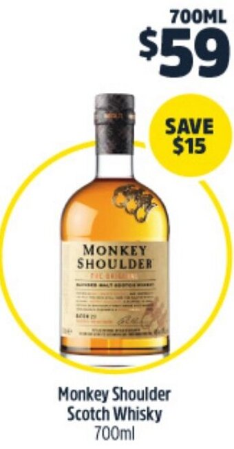 Woolworths Monkey Shoulder Scotch Whisky 700ml offer