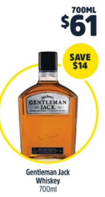 Woolworths Gentleman Jack Whiskey 700ml offer