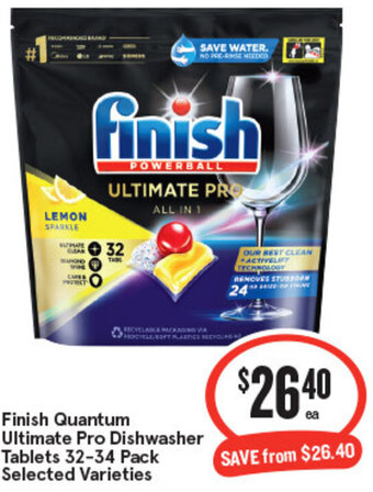IGA Finish Quantum Ultimate Pro Dishwasher Tablets 32-34 Pack offer