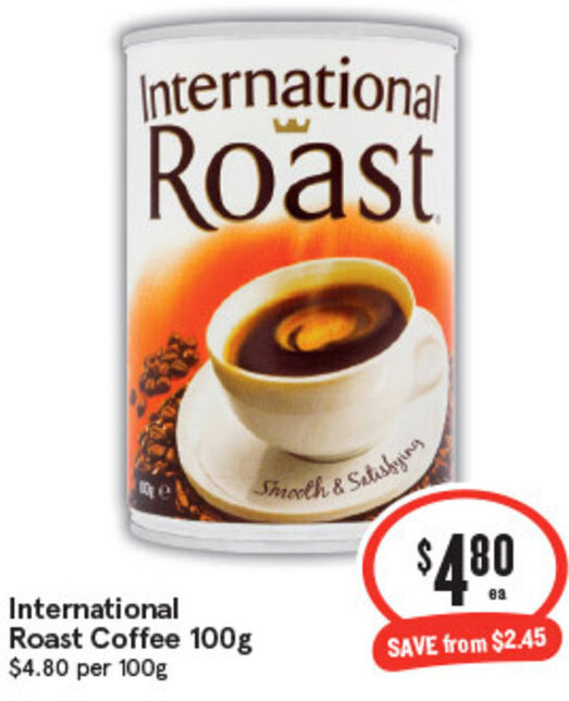 International Roast Coffee 100g` offer at IGA