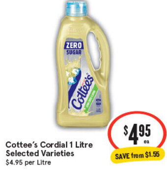 IGA Cottee's Cordial 1 Litre offer