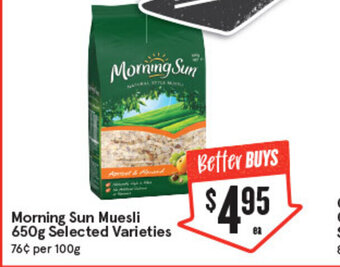 IGA Morning Sun Muesli 650g offer