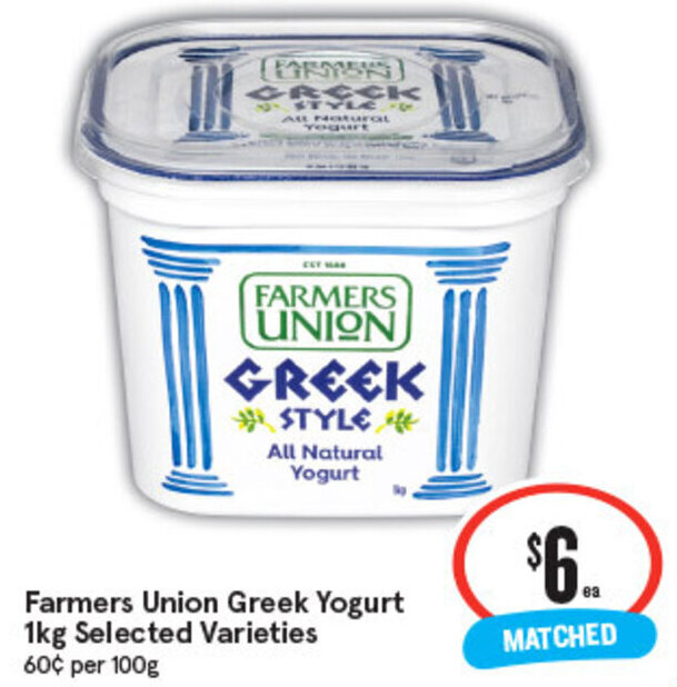 Farmers Union Greek Yogurt 1kg` offer at IGA
