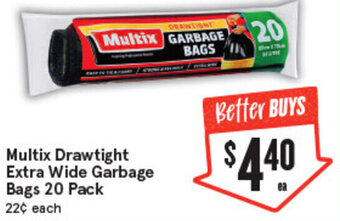 IGA Multix Drawtight Extra Wide Garbage Bags 20 Pack offer