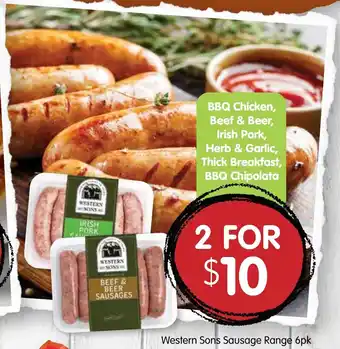 Spudshed Western Sons Sausage Range 6pk offer