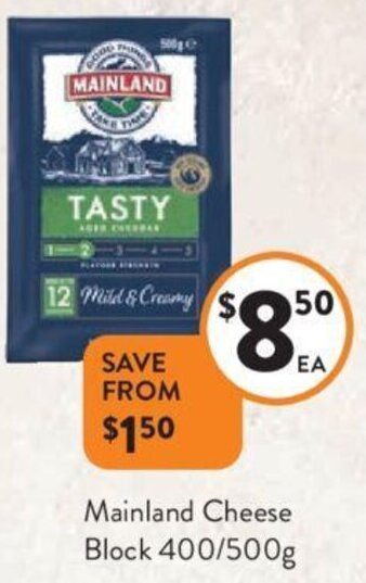 Foodworks Mainland Cheese Block 400/500g offer