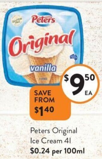Foodworks Peters Original Ice Cream 4l offer