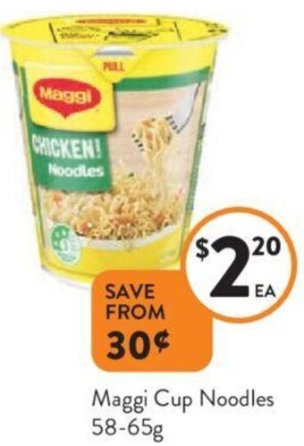 Foodworks Maggi Cup Noodles 58-65g offer