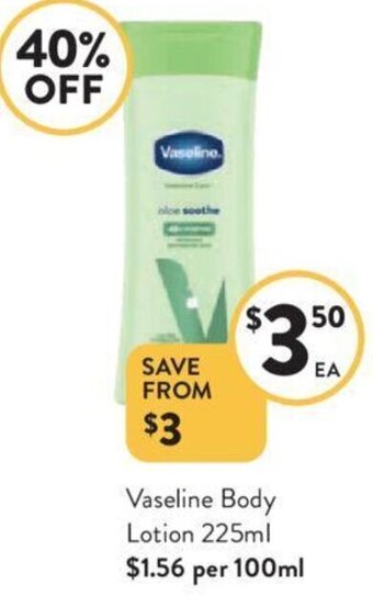 Foodworks Vaseline Body Lotion 225ml offer