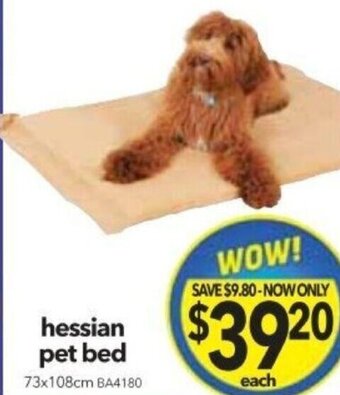 Cheap as Chips Hessian Pet Bed 73x108cm offer