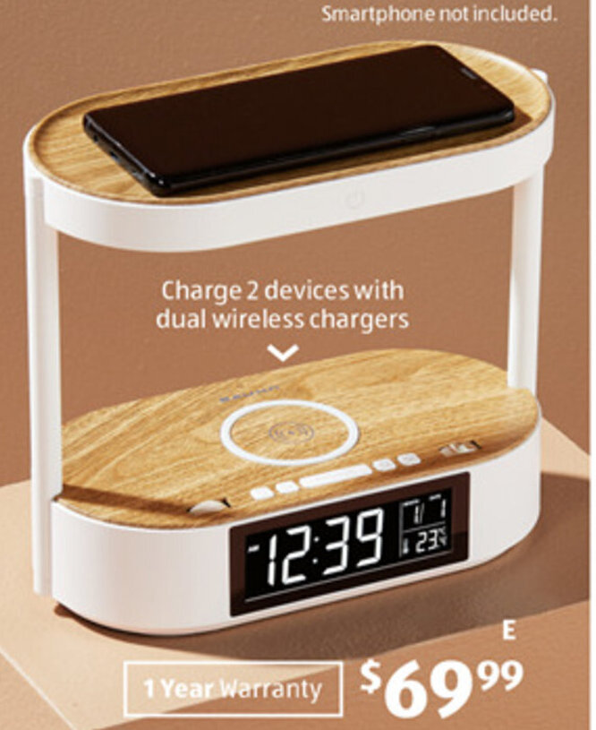 Dual Wireless Charging Clock offer at ALDI