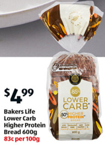 ALDI Bakers Life Lower Carb Higher Protein Bread 600g offer