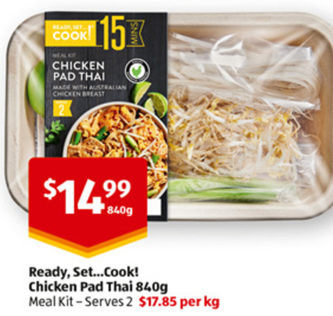 Ready, Set...Cook! Chicken Pad Thai 840g Meal Kit Serves 2 offer at ALDI
