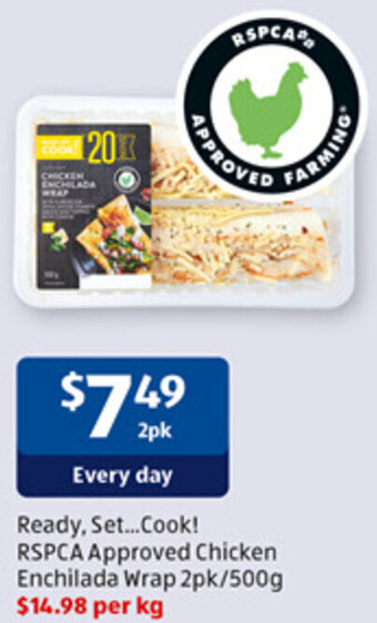 ALDI Ready, Set...Cook! RSPCA Approved Chicken Enchilada Wrap 2pk/500g offer