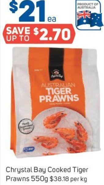 Foodland Chrystal Bay Cooked Tiger Prawns 550g offer