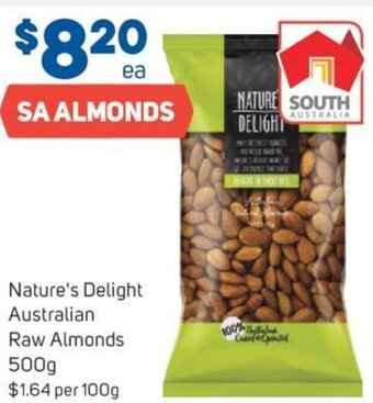 Foodland Nature's Delight Australian Raw Almonds 500g offer