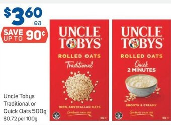 Foodland Uncle Tobys Traditional or Quick Oats 500g offer