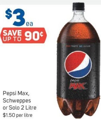 Foodland Pepsi Max Schweppes or Solo 2 Litre offer