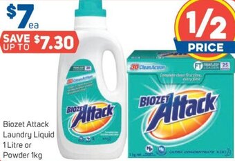 Foodland Biozet Attack Laundry Liquid 1 Litre or Powder 1kg offer