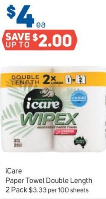Foodland iCare Paper Towel Double Length 2 Pack offer