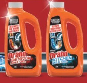Foodland Drano Bathroom or Kitchen Drain Gel 770ml offer