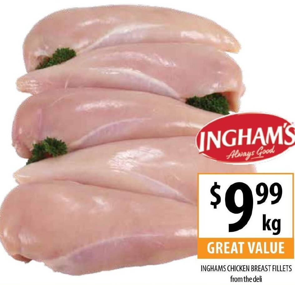 Inghams Chicken Breast Fillets from the deli offer at Supabarn