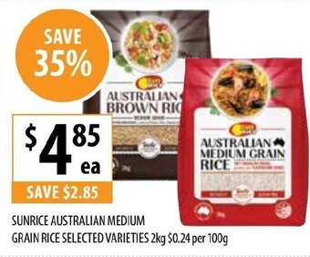 Supabarn Sunrice Australian Medium Grain Rice Selected Varieties 2kg offer