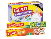 Foodworks Glad Bathroom Tidy Bags 15 Pack, Cling Wrap 30m, Foil or Bake Paper 10m offer