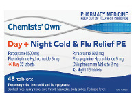 Discount Drug Stores Chemists' Own Day + Night Cold & Flu Relief PE 48 Tablets offer