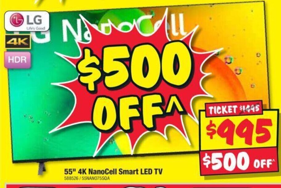 LG 55" 4K NanoCell Smart LED TV offer at JB HiFi
