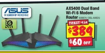 JB Hi-Fi Asus  AX5400 Dual Band Wi-Fi 6 Modem Router offer