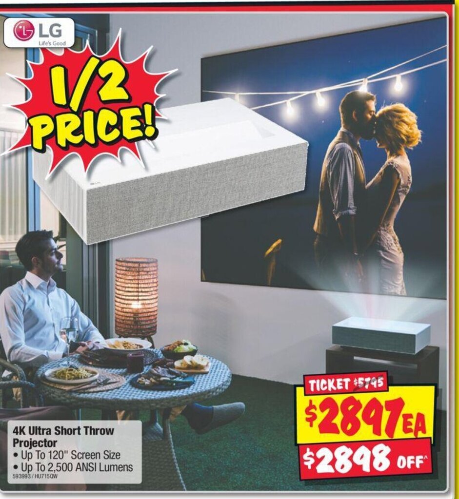 LG Ultra 4K Short Throw Projector offer at JB HiFi