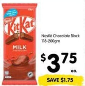 Spar Nestlé Chocolate Block 118-200gm offer