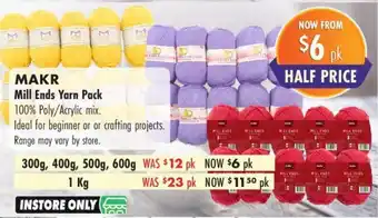 Lincraft MAKR Mill Ends Yarn Pack offer